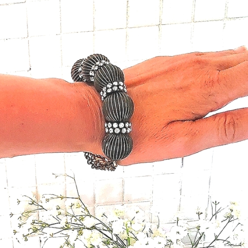 Statement Bracelet Sparkles, Beads And Chains